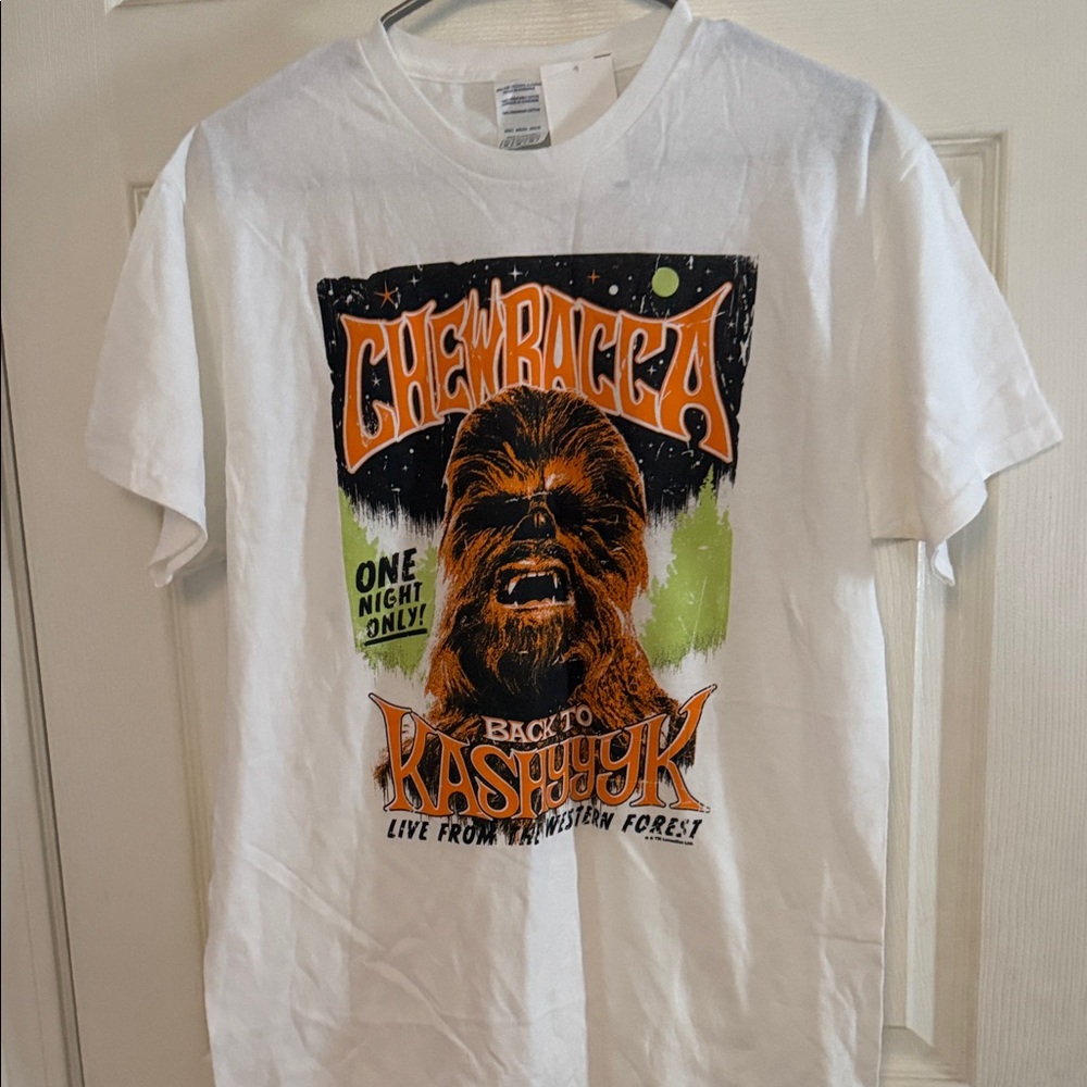 Chewbacca Graphic Tee - White with Orange & Green Print